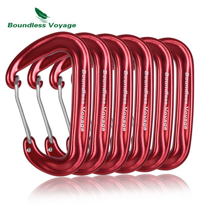 Boundless Voyage 12KN laipiojimo karabinai, didelio našumo D tipo segtukai, aliuminio lydinio kablys hamakams stovyklavimui