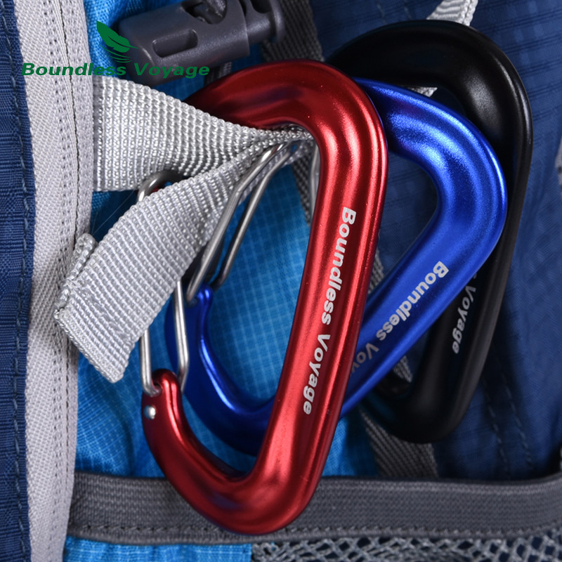 Boundless Voyage 12KN laipiojimo karabinai, didelio našumo D tipo segtukai, aliuminio lydinio kablys hamakams stovyklavimui