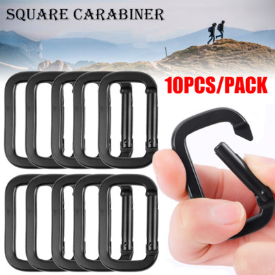 10pcs Square-Ring Carabiner Buckles Spring Carabiners Snap Hooks Clip Keychain Square Backpack Pendant Mini Buckle Outdoor Tool