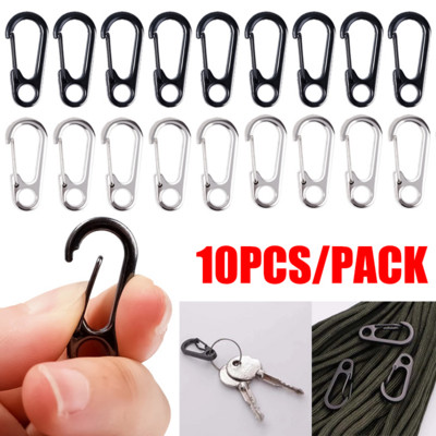 10pcs/set Small Carabiner Clip with Keyrings 31mm Aluminum Carabiner Keyring Clip for Camping Keychains Hiking Outdoor