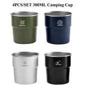 4 kom/set 300 ml čaša za kampiranje na otvorenom, čaša od nehrđajućeg čelika, pivo, vino, planinarenje, piknik, čaj, kava, mlijeko, roštilj, čaše, šalica za vodu, šalica od pola litre