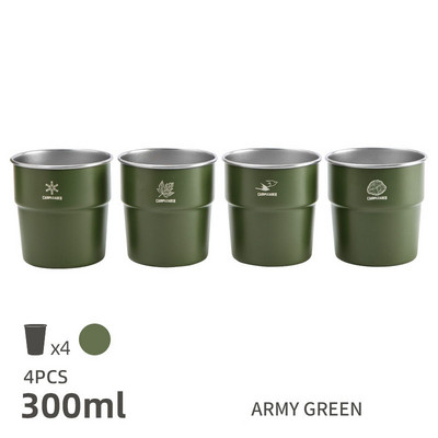 4 kom/set 300 ml čaša za kampiranje na otvorenom, čaša od nehrđajućeg čelika, pivo, vino, planinarenje, piknik, čaj, kava, mlijeko, roštilj, čaše, šalica za vodu, šalica od pola litre