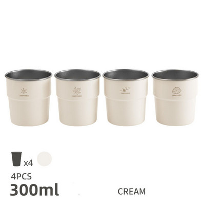 4 kom/set 300 ml čaša za kampiranje na otvorenom, čaša od nehrđajućeg čelika, pivo, vino, planinarenje, piknik, čaj, kava, mlijeko, roštilj, čaše, šalica za vodu, šalica od pola litre