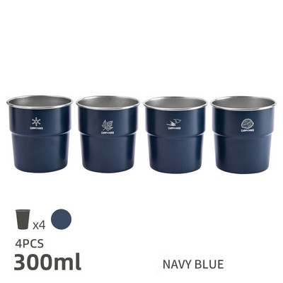 4 kom/set 300 ml čaša za kampiranje na otvorenom, čaša od nehrđajućeg čelika, pivo, vino, planinarenje, piknik, čaj, kava, mlijeko, roštilj, čaše, šalica za vodu, šalica od pola litre