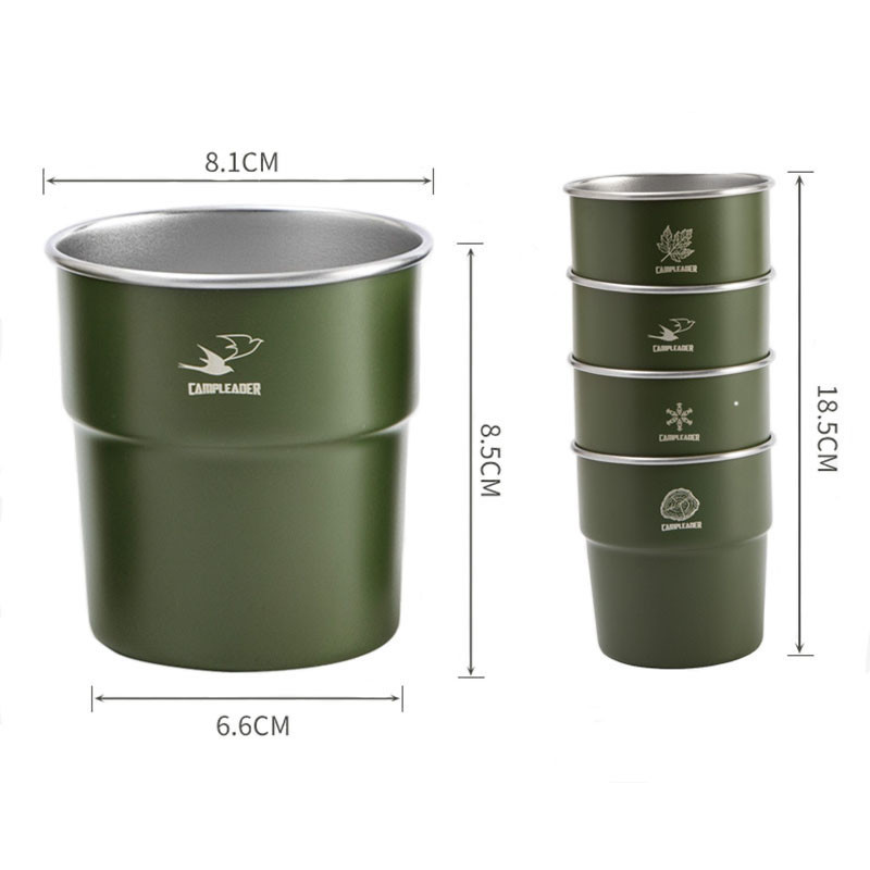 4 kom/set 300 ml čaša za kampiranje na otvorenom, čaša od nehrđajućeg čelika, pivo, vino, planinarenje, piknik, čaj, kava, mlijeko, roštilj, čaše, šalica za vodu, šalica od pola litre