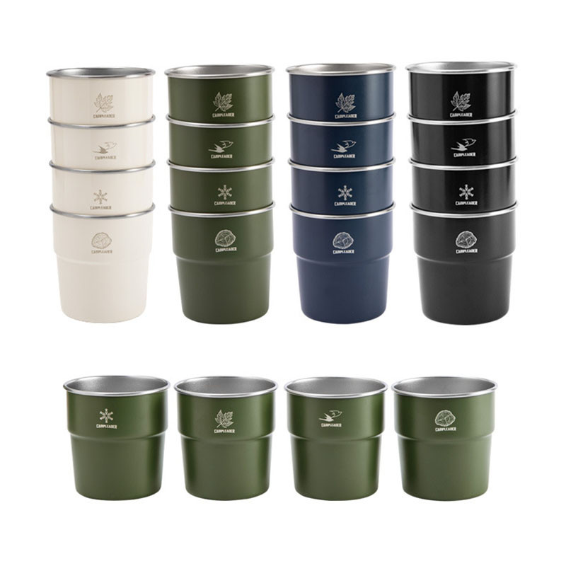 4 kom/set 300 ml čaša za kampiranje na otvorenom, čaša od nehrđajućeg čelika, pivo, vino, planinarenje, piknik, čaj, kava, mlijeko, roštilj, čaše, šalica za vodu, šalica od pola litre