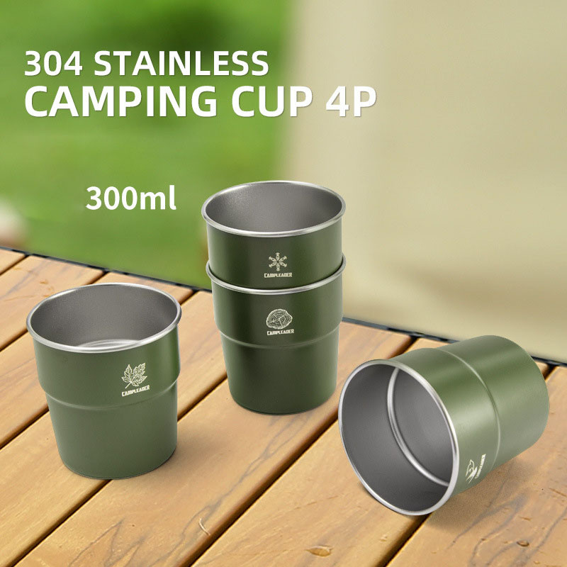 4 kom/set 300 ml čaša za kampiranje na otvorenom, čaša od nehrđajućeg čelika, pivo, vino, planinarenje, piknik, čaj, kava, mlijeko, roštilj, čaše, šalica za vodu, šalica od pola litre