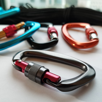 25KN Professional Climbing Carabiner D Shape Aviation Safety Lock Outdoor Climbing Ascend Mountaineering Equipment