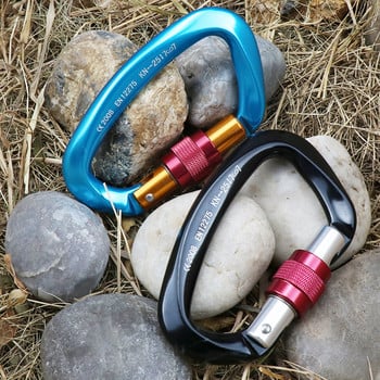 25KN Professional Climbing Carabiner D Shape Aviation Safety Lock Outdoor Climbing Ascend Mountaineering Equipment