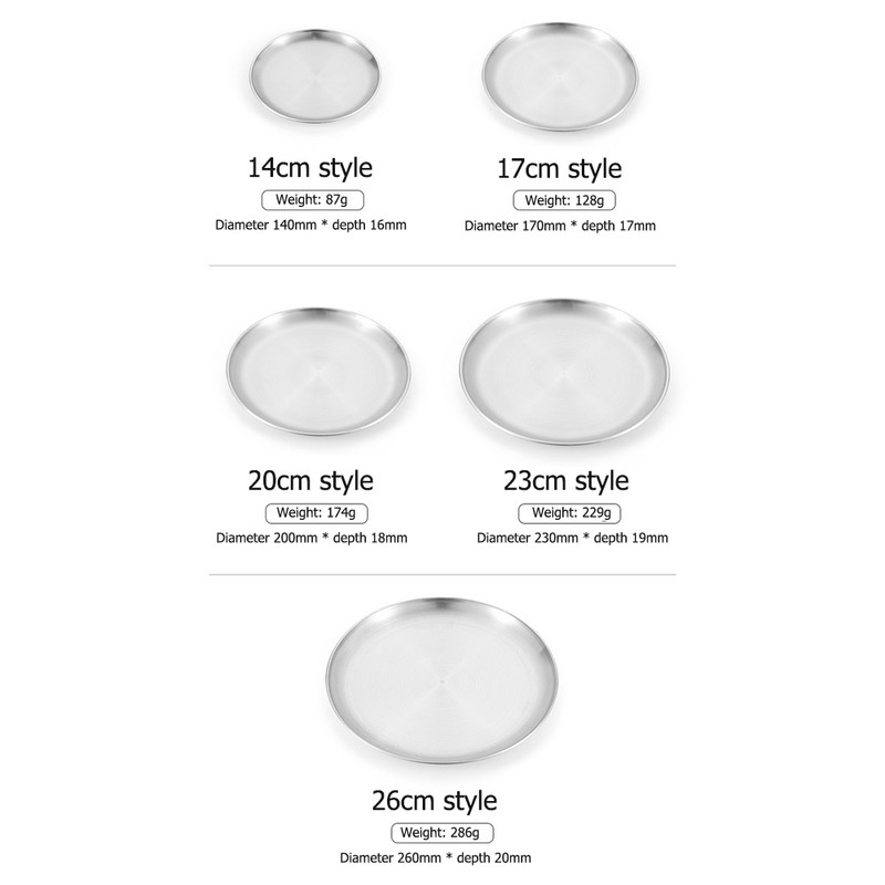 Rozsdamentes acél evőeszközök Több méretű lapos edények Tálak Tányérok Kemping Piknik Grill Party Főzőedények Evőeszközök