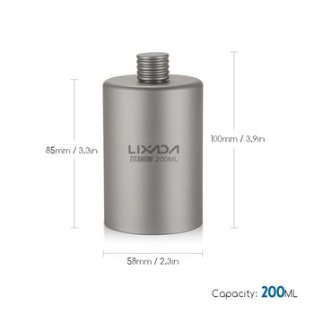 Lixada Titanium Wine Flask 200ml Ελαφρύ φορητό υπαίθριο δοχείο ποτού αλκοολούχου ποτού για ταξιδιωτικό κάμπινγκ Πεζοπορία Backpacking