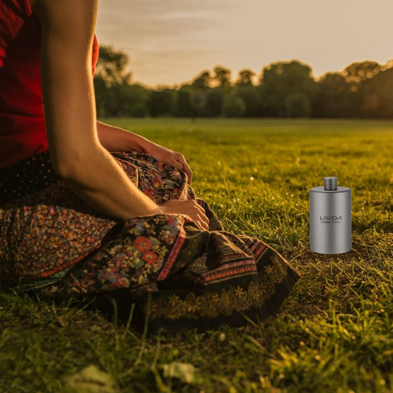 Lixada titāna vīna kolba 200 ml viegla āra pārnēsājama alkoholisko dzērienu pudele ceļojumiem, kempingiem, pārgājieniem, mugursomām