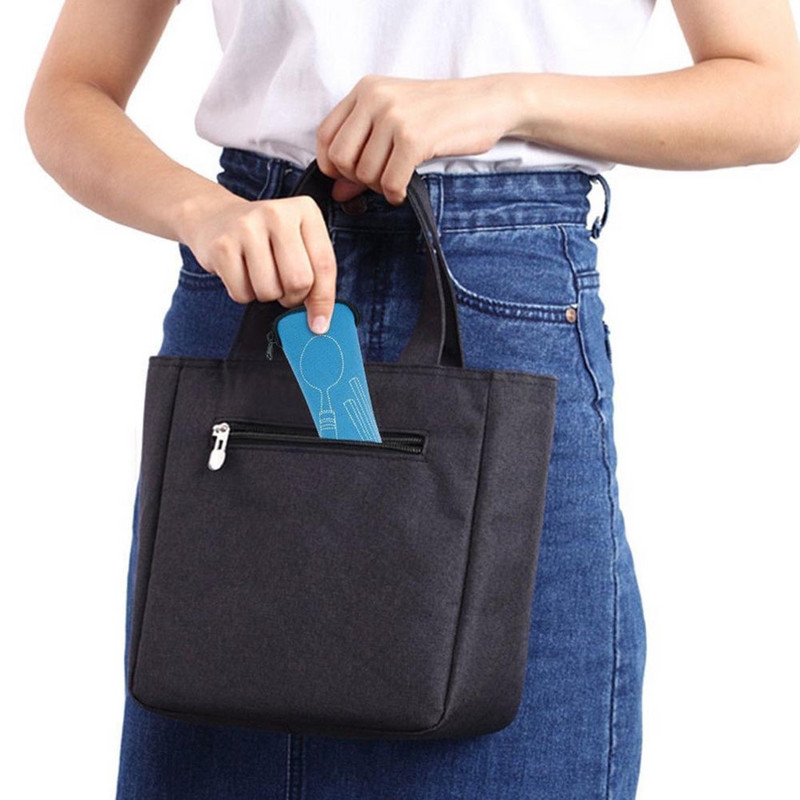 Vairumtirdzniecība nerūsējošā tērauda dakšu karotes irbulīši ar kabatas somu āra sporta kempings pikniks galda piederumu galda piederumu komplekts ballīte