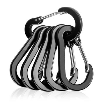 ALASICKA 6τμχ Fishing CC1 Steel Small Carabiner Clips Outdoor Camping Πολυεργαλεία Αξεσουάρ ψαρέματος Καραμπίνερ με σύρμα κολοκύθας