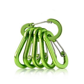 ALASICKA 6τμχ Fishing CC1 Steel Small Carabiner Clips Outdoor Camping Πολυεργαλεία Αξεσουάρ ψαρέματος Καραμπίνερ με σύρμα κολοκύθας