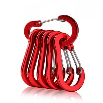 ALASICKA 6τμχ Fishing CC1 Steel Small Carabiner Clips Outdoor Camping Πολυεργαλεία Αξεσουάρ ψαρέματος Καραμπίνερ με σύρμα κολοκύθας