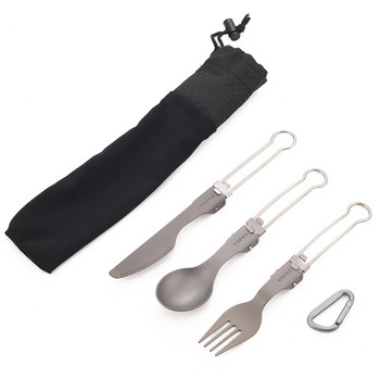 Висококачествен сгъваем нож от титаниева сплав и вилица лъжица ултра лек чист титан прибори за къмпинг на открито оборудване за пикник
