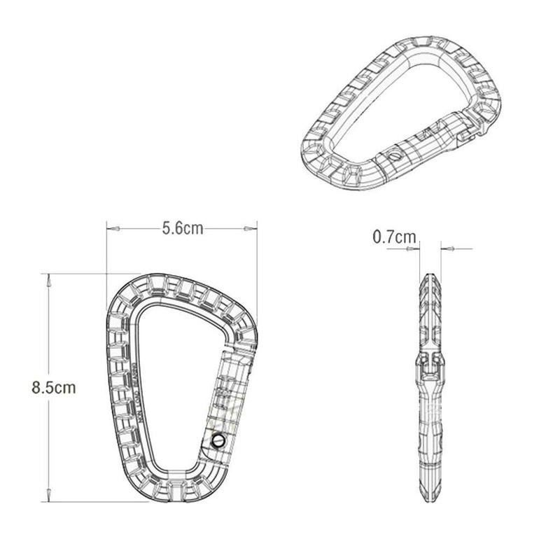 6x Tactical Carabiner Carabina Karabiner Clip Plastikinis kariūnų žygių kempingas
