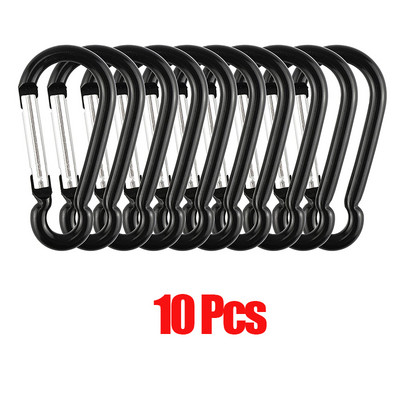 20 gab. Mini karabīnes atsperes klipsis alumīnija sakausējuma D formas atslēgu piekariņa āķa sprādze āra kempinga mugursomas pudelei ikdienas lietošanai