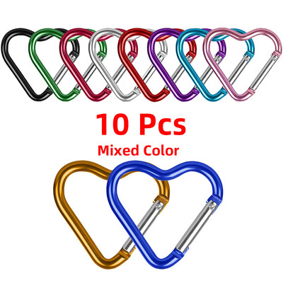 20 gab. Mini karabīnes atsperes klipsis alumīnija sakausējuma D formas atslēgu piekariņa āķa sprādze āra kempinga mugursomas pudelei ikdienas lietošanai