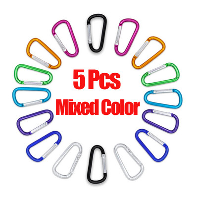 20 gab. Mini karabīnes atsperes klipsis alumīnija sakausējuma D formas atslēgu piekariņa āķa sprādze āra kempinga mugursomas pudelei ikdienas lietošanai