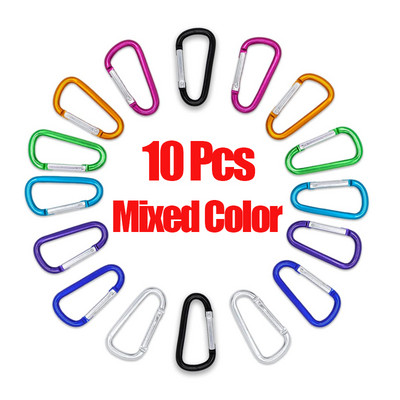 20 gab. Mini karabīnes atsperes klipsis alumīnija sakausējuma D formas atslēgu piekariņa āķa sprādze āra kempinga mugursomas pudelei ikdienas lietošanai