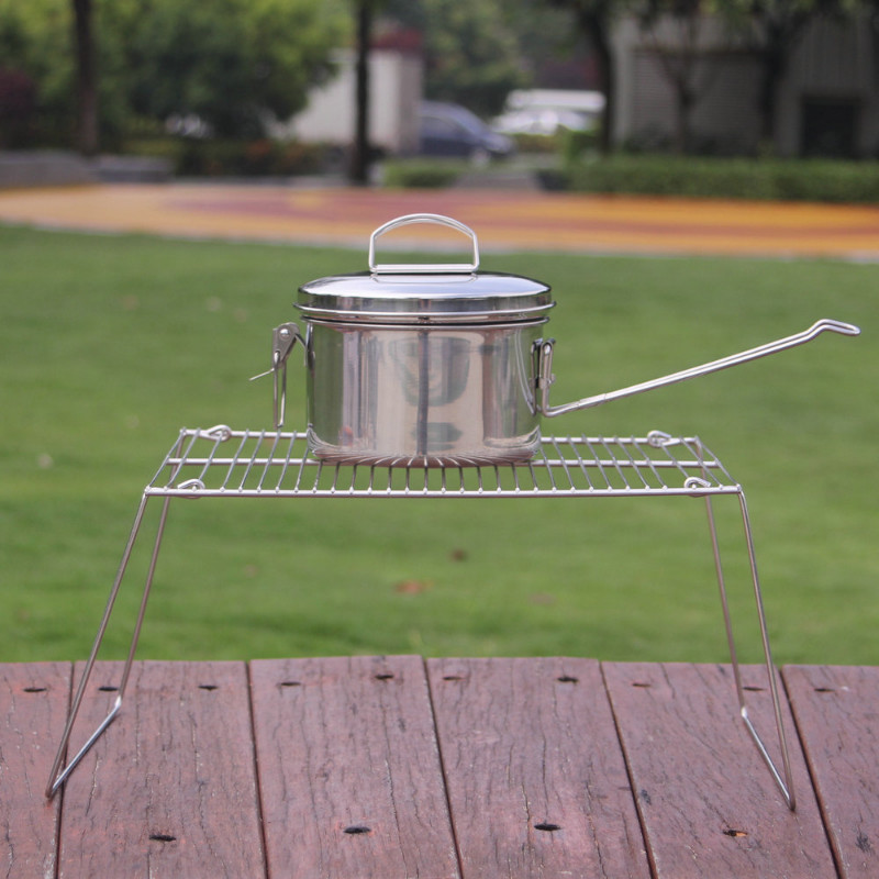 Nerūsējošā tērauda kempinga pusdienu kaste gatavošanas katls saliekams rokturis Bento bļoda pārtikas uzglabāšanas konteiners pikniks pārgājieniem āra trauki