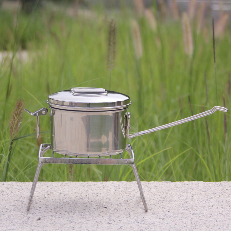 Nerūsējošā tērauda kempinga pusdienu kaste gatavošanas katls saliekams rokturis Bento bļoda pārtikas uzglabāšanas konteiners pikniks pārgājieniem āra trauki