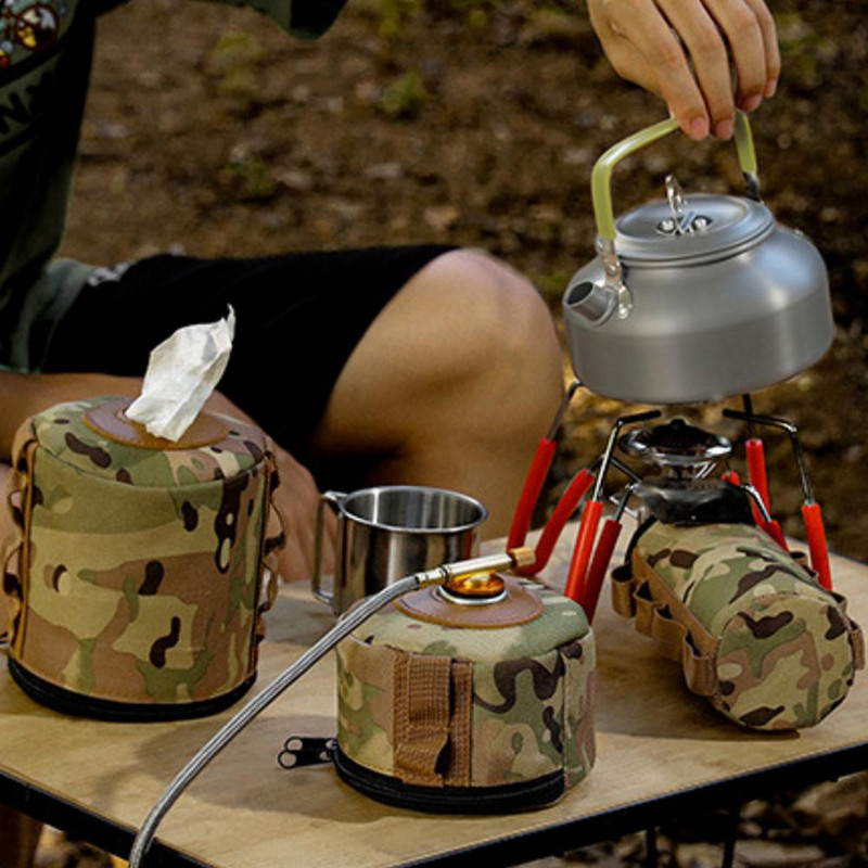 Kempinga gāzes tvertnes aizsargs īpaši viegls maskēšanās āra vāks gāzes tvertnes vāka futrālis Medību gaisa pudeles aizsargmaciņa mugursoma