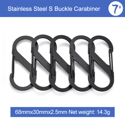 5Gb S tipa nerūsējošā tērauda karabīne ar slēdzeni Mini atslēgu piekariņa āķis pretaizdzīšanas āra kempinga mugursomas sprādzes atslēgas bloķēšanas rīks
