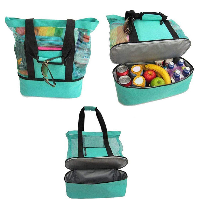 Πολλαπλών λειτουργιών υπαίθρια τσάντα για πικνίκ ταξιδιού στην παραλία Κάμπινγκ Ice bag Τσάντες γεύματος μονωτική τσάντα Διχτυωτό φερμουάρ Plus μέγεθος εξωτερικού χώρου