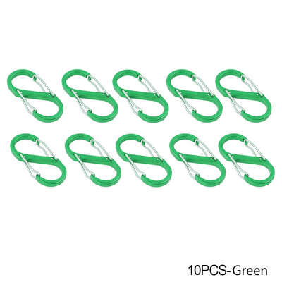 10db rozsdamentes acél S típusú karabiner zárral mini kulcstartó kampós lopásgátló kültéri kemping hátizsák csat kulcszár eszköz