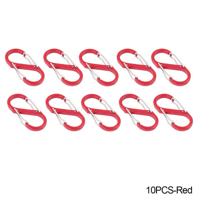 10db rozsdamentes acél S típusú karabiner zárral mini kulcstartó kampós lopásgátló kültéri kemping hátizsák csat kulcszár eszköz