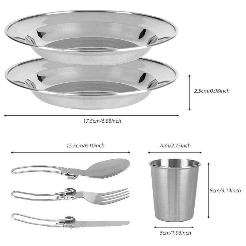 10 tk. Välimatkalauanõude komplekt Korduvkasutatav kaasaskantav roostevabast terasest lusikad noad kahvlid taldrikud tassid reisisöögiriistad söögiriistad