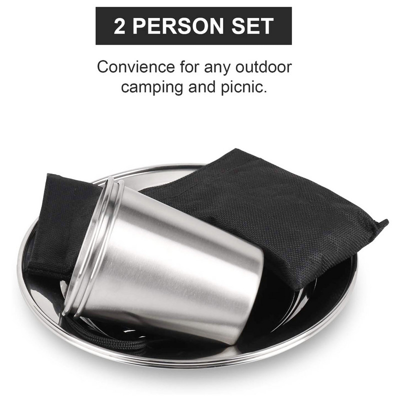 10 tk. Välimatkalauanõude komplekt Korduvkasutatav kaasaskantav roostevabast terasest lusikad noad kahvlid taldrikud tassid reisisöögiriistad söögiriistad