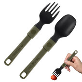 Kültéri összecsukható fogantyú Utazási kemping edény zsebkanál Villa Light Kis összecsukható kanál villa Camping Piknik eszköz étkészlet
