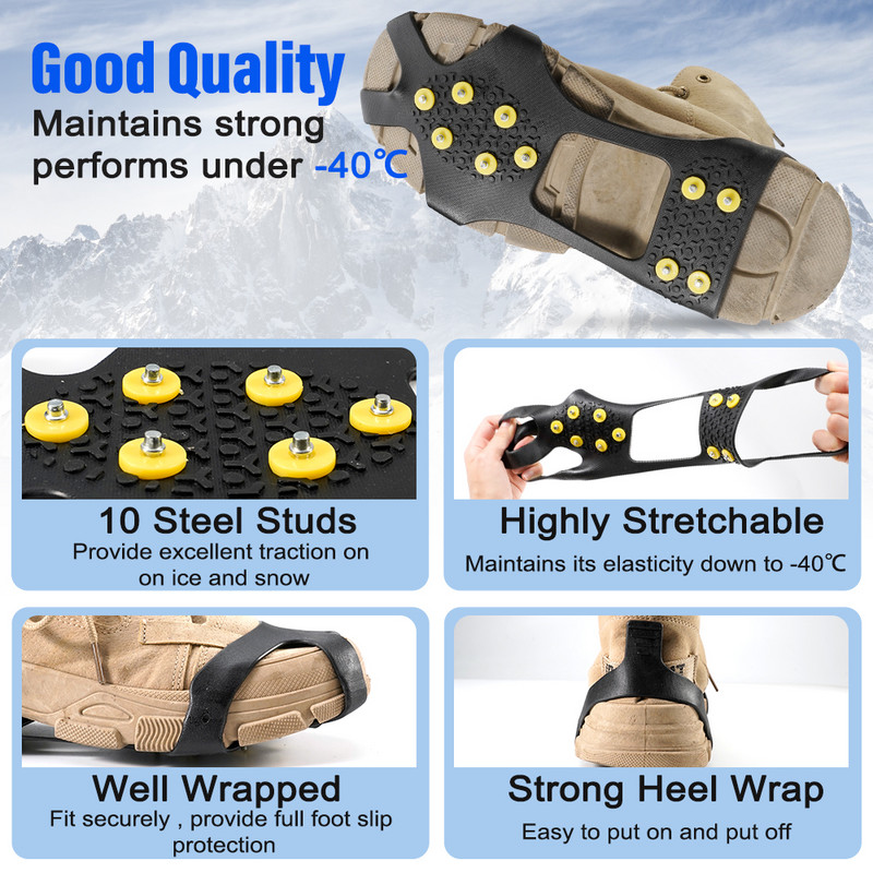 1 par 10 klinova Protuklizna hvataljka za snijeg, šiljci, zimsko penjanje, protuklizne, ledene šiljke, hvataljke za cipele, čizme, bitve za snijeg, dereze