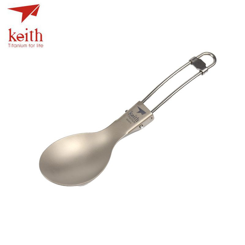 Keitho titano sulankstomas šaukštas kelioniniai stalo reikmenys Patogus gryno titano šaukštas skirtas lauko iškylai žygiams stovyklavimui Ti5302 Ti5305
