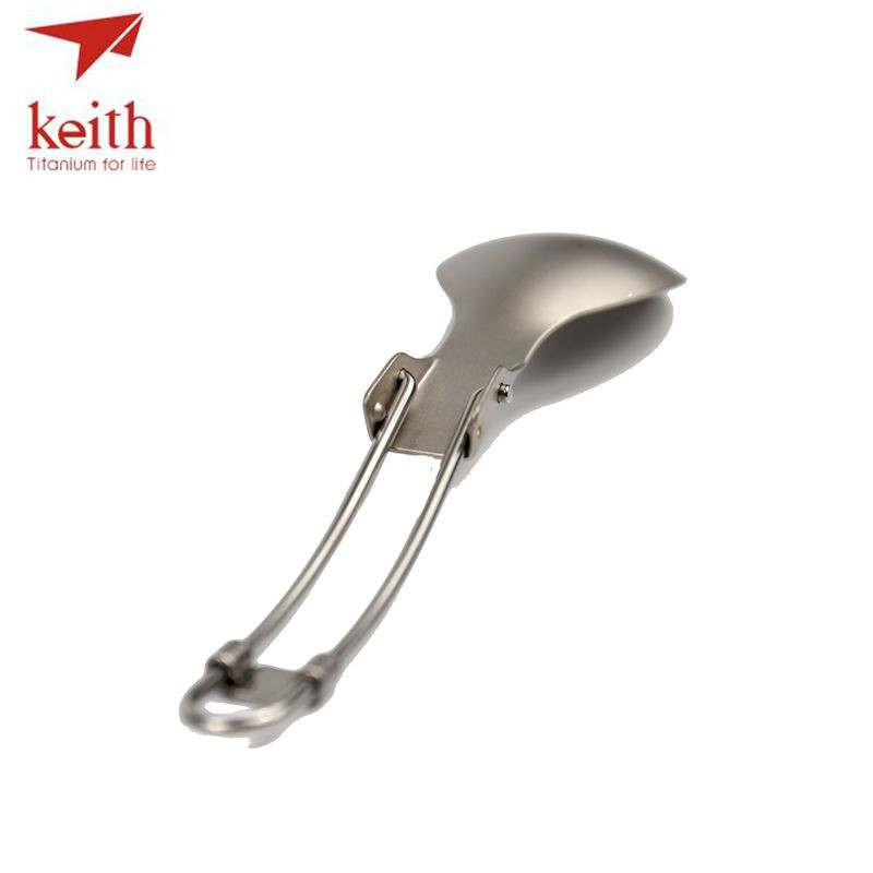 Keitho titano sulankstomas šaukštas kelioniniai stalo reikmenys Patogus gryno titano šaukštas skirtas lauko iškylai žygiams stovyklavimui Ti5302 Ti5305