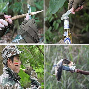 Combo Outdoor Spoon Fork Knife Σετ σφυρίχτρα Camping Survival Εργαλείο Πεζοπορίας Κυνήγι Σακίδιο πλάτης EDC Survival Πολυλειτουργικό σκεύος