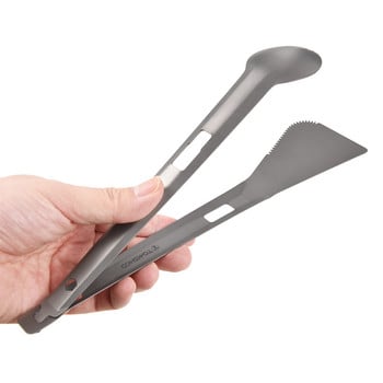 Tomshoo Titanium Multi Tong Spork Лопата Лопата Многофункционален прибор Преносим къмпинг BBQ Кухненски прибори за къмпинг на открито