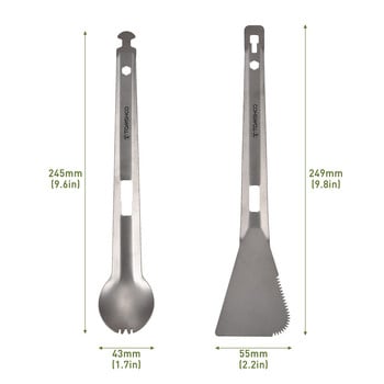 Tomshoo Titanium Multi Tong Spork Shovel Spatula Όλα σε Ένα Σκεύος Φορητό Κάμπινγκ Μπάρμπεκιου Μαγειρικά σκεύη για υπαίθριο κάμπινγκ