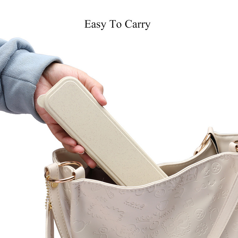 4 tk/komplekt Söögiriistad Nisuõlgedest lusikas Kahvel Söögipulgad Kastiga Õpilased Lauanõud Reisimiseks Kaasaskantavad sööginõud Köögitarvikud