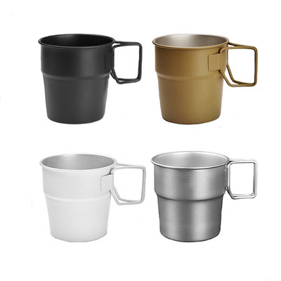 Lauko 300 ml 304 nerūdijančio plieno stovyklavimo puodelis sulankstoma rankena gerti vyną alaus kavos arbatos puodelis kelioninis puodelis stalo reikmenys vandens puodelis