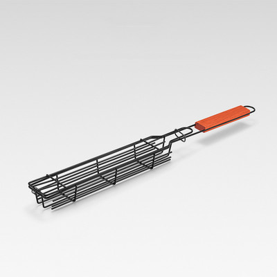 1 db kültéri grillsütő hordozható fa fogantyú rozsdamentes acél hús étel villa sütőpálca nyárs Konyha kemping piknik eszközök