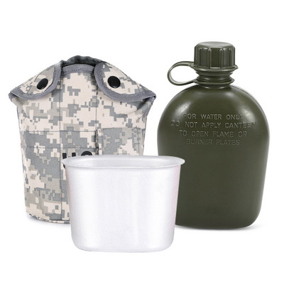 3 daļu ēdnīcas komplekts ar alumīnija krūzi un vāku āra kempinga pārgājieniem, mugursomām, izdzīvošanai kempingā