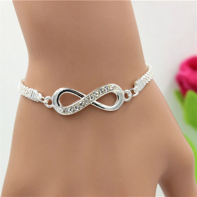 Rhinestone Infinity rokassprādze vīriešu sieviešu rotaslietas ar 8 numuru kulonu šarmu Blange pāris rokassprādzes mīļotajam draugam sievietēm dāvanas