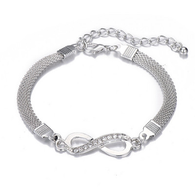 Rhinestone Infinity karkötő Férfi női ékszerek 8 szám medál Charm Blange pár karkötők szerető barátnak női ajándékok