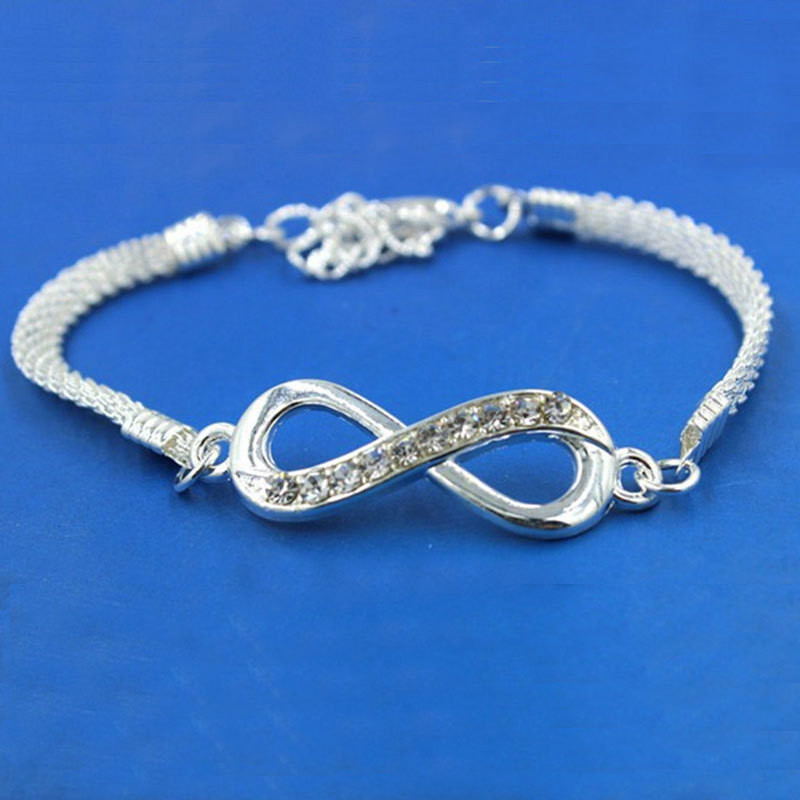Rhinestone Infinity karkötő Férfi női ékszerek 8 szám medál Charm Blange pár karkötők szerető barátnak női ajándékok