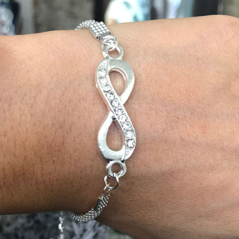 Rhinestone Infinity karkötő Férfi női ékszerek 8 szám medál Charm Blange pár karkötők szerető barátnak női ajándékok